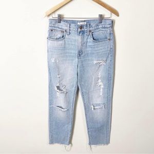 Madewell Light Wash Distressed Crop Raw Hem The Perfect Vintage Jeans  Size 26